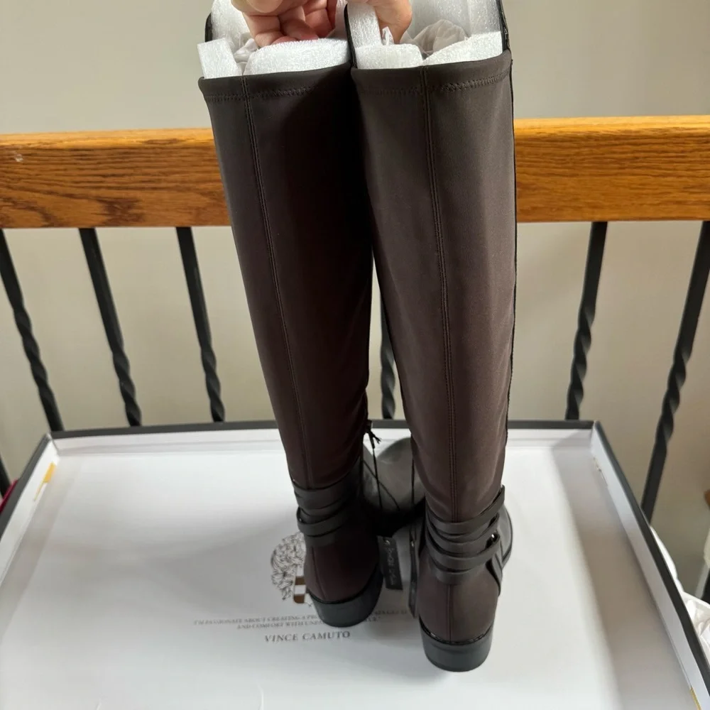 Vince Camuto Pauletta Gray Leather Tall Shaft wide calf boots 6.5 - Picture 6 of 10